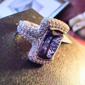 Vanna K For Bella Luce Tanzanite and White Diamond Simulants Platineve Ring